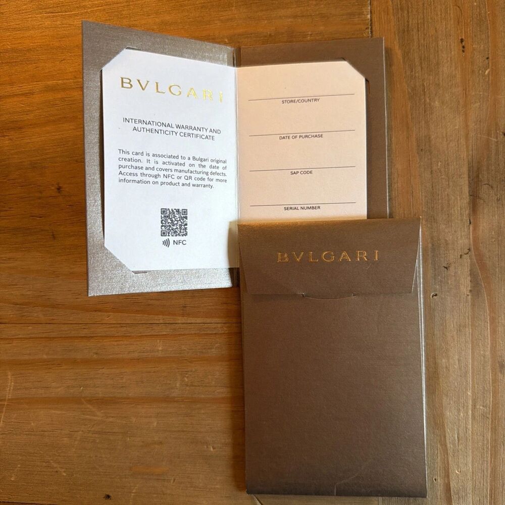 Bvlgari International Certificate Of Authenticity – Blank Empty Open Papers
